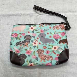 NWOT Dachshund floral zippered bag
